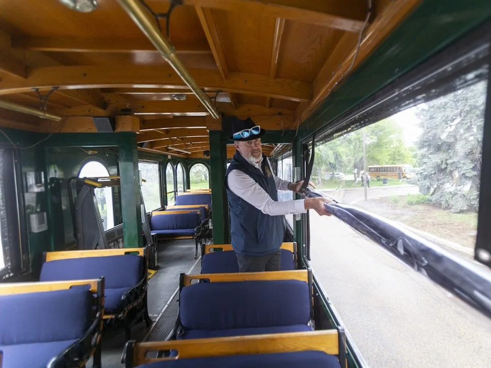 Gary Poliquin with Explore Edmonton launches the Edmonton Explorer trolley service on Wednesday, June 10, 2026, an immersive initiative designed to make exploring Edmonton a more connected and convenient experience.