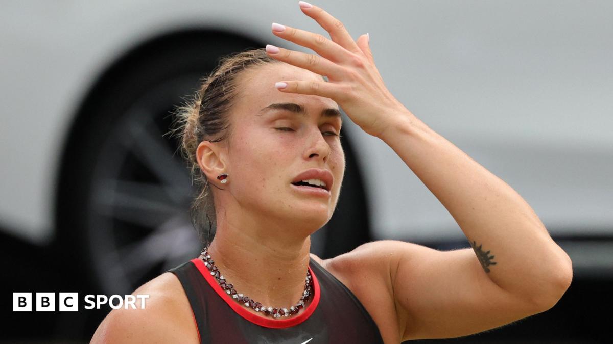 Aryna Sabalenka reacts with disappointment during her Berlin Open defeat by Jessica Pegul