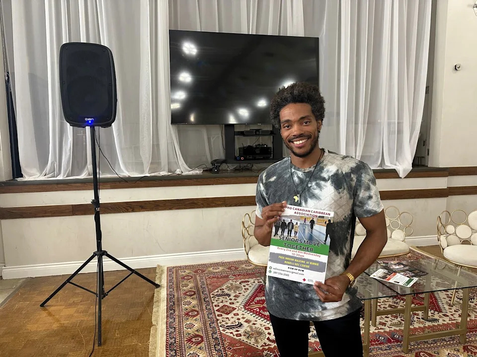Michael Mortley, a Toronto-based Trinidadian dancer and choreographer, led therapeutic movement workshops for Black seniors in Hamilton on Wednesday.