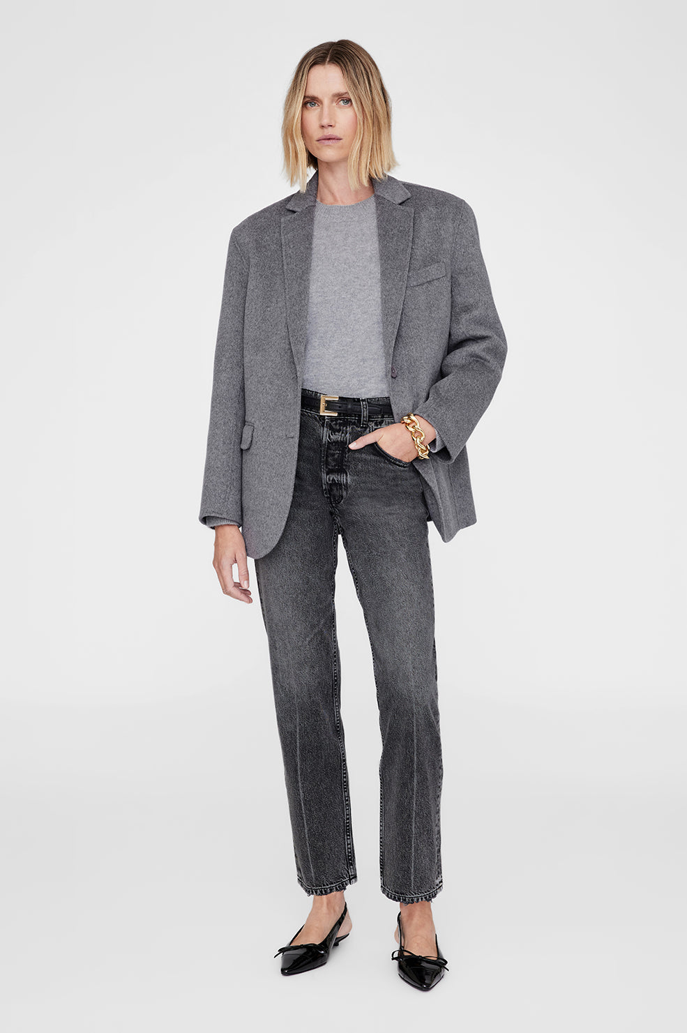 Quinn Blazer - Heather Grey Cashmere Blend