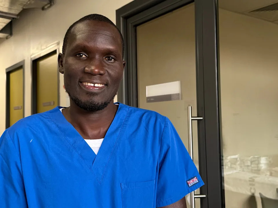 Ugandan physician Joseph Emuron is participating in the tEACH training programme, organized by experts from Berlin's Charité Hospital, which is designed to train medical professionals from East Africa in the care of highly contagious patients, such as during an Ebola outbreak. Eva Krafczyk/dpa