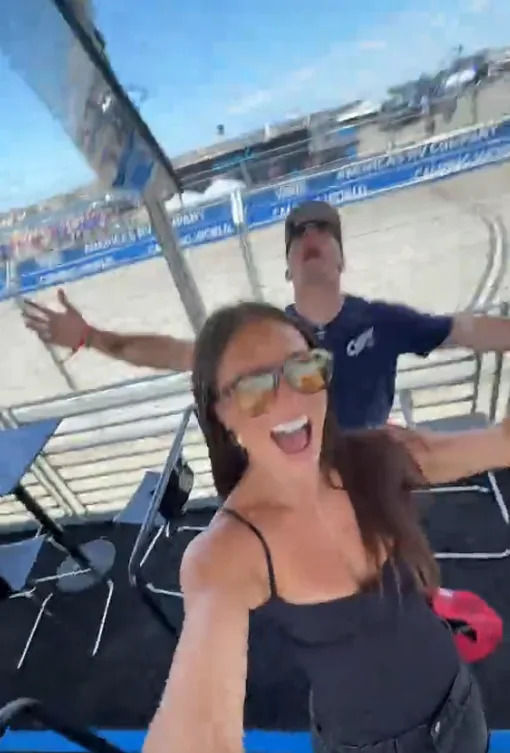 Abby Summers and Cooper DeJean in a TikTok at a NASCAR race on Saturday. TikTok @abbysummerss