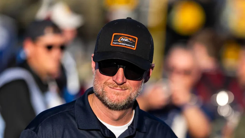 Nov 1, 2025; Avondale, Arizona, USA; NASCAR Xfinity Series team owner Dale Earnhardt Jr during the Xfinity Series Championship race at Phoenix Raceway. Mandatory Credit: Mark J. Rebilas-Imagn Images© Mark J. Rebilas-Imagn Images