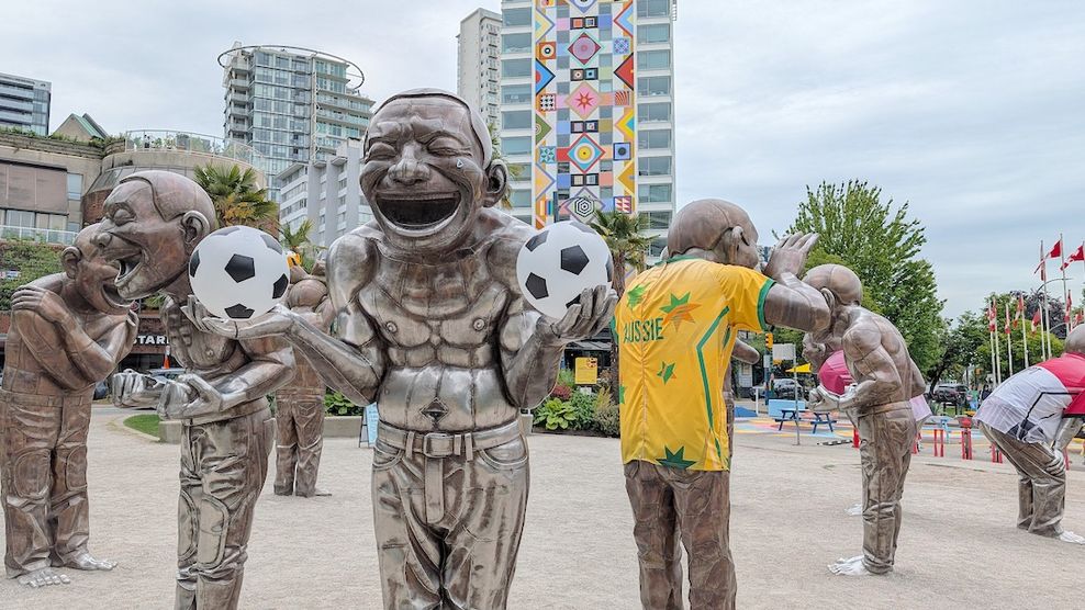 A-maze-ing Laughter Laughing Men English Bay sculptures Vancouver FIFA World Cup
