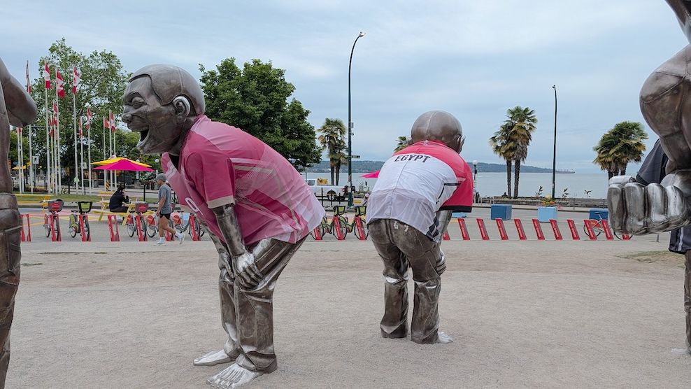 A-maze-ing Laughter Laughing Men English Bay sculptures Vancouver FIFA World Cup