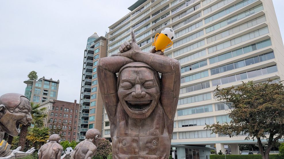 A-maze-ing Laughter Laughing Men English Bay sculptures Vancouver FIFA World Cup