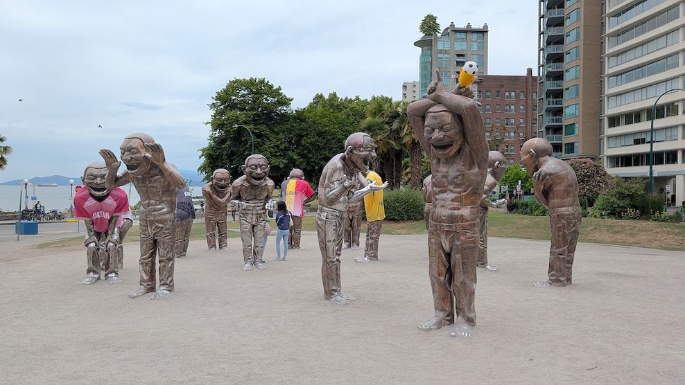 A-maze-ing Laughter Laughing Men English Bay sculptures Vancouver FIFA World Cup