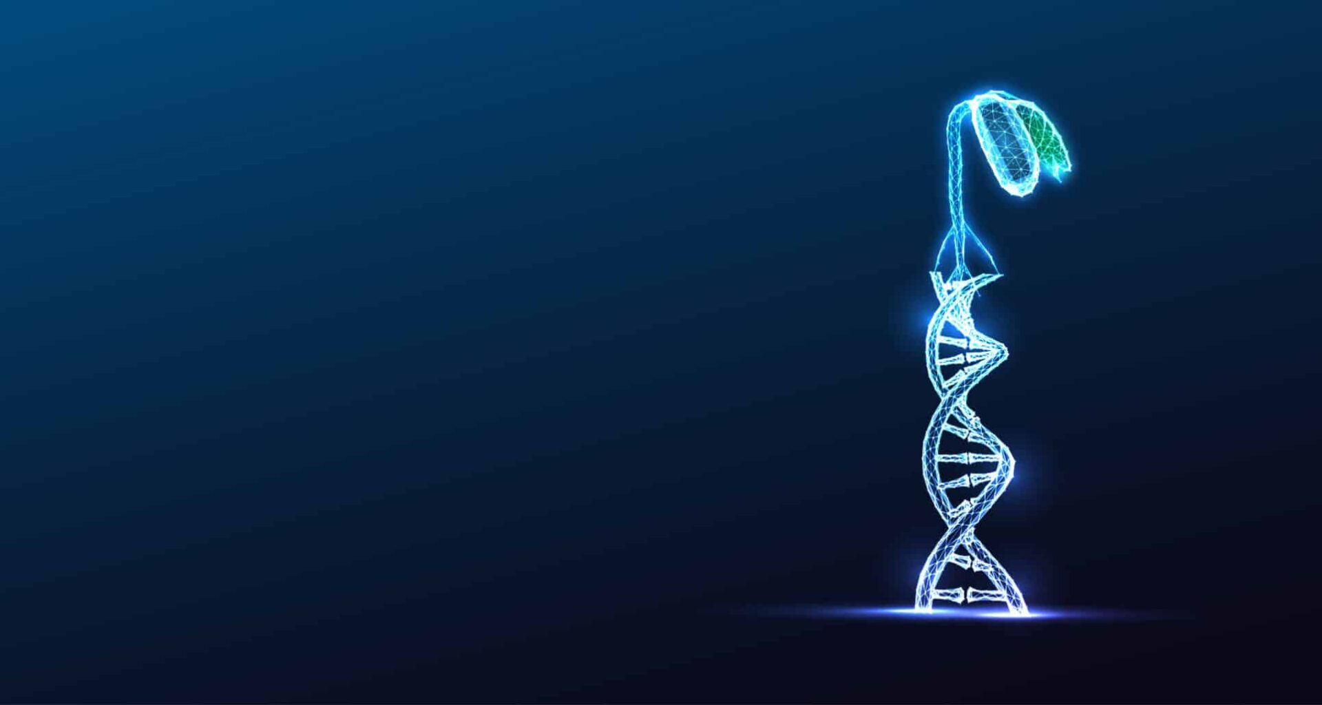 DNA Double Helix AgrotTech Crop Genetics Robotic Farming Precision Agriculture Glowing Blue Vector