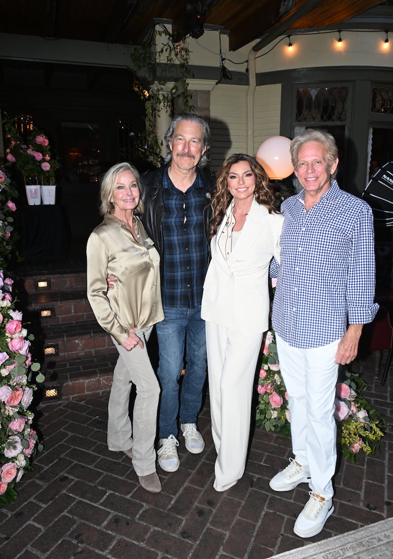 Bo Derek, John Corbett, Shania Twain, and Don Felder are pictured standing together at the Shania Twain rose ceremony.