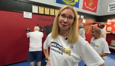 Kathy Glazewski leads Parkinson's patients in boxing fitness classes. Her Rock Steady Fishhawk gym is located on Erindale Drive in Valrico. (Spectrum News image)
