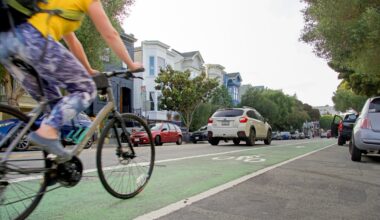 bike in a bike lane with danger ahead