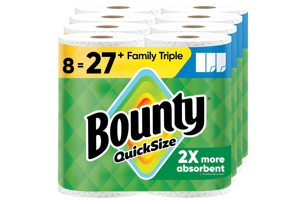 Bounty Quick-Size Paper Towels (8 Family Triple Rolls = 27 Regular Rolls)