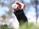 Brooks Koepka plays his shot from the third tee during the second round of the RBC Canadian Open 2026 at TPC Toronto at Osprey Valley in Caledon, Ontario.
