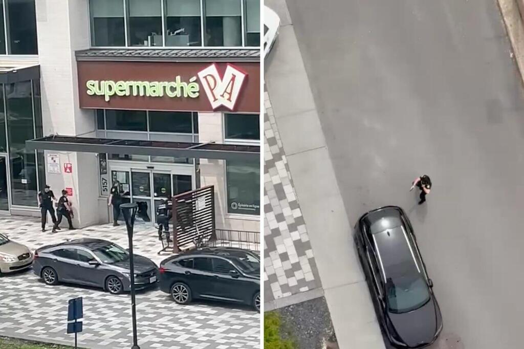 Security forces near the supermarket where the shooting began קנדה מונטריאול אירוע ירי