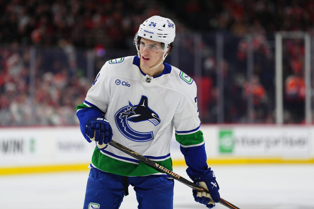 Vancouver Canucks' Zeev Buium in action during an NHL hockey game