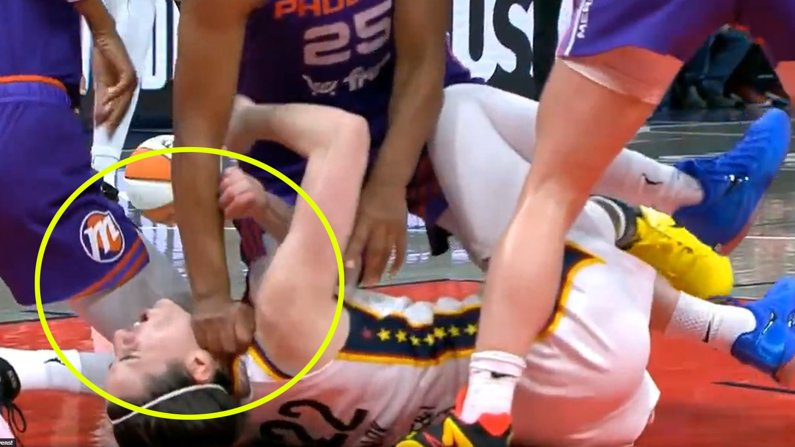 Caitlin Clark hit in the neck