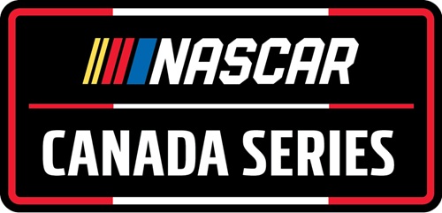 NASCAR Canada Series logo on a black background with a red border and white text.