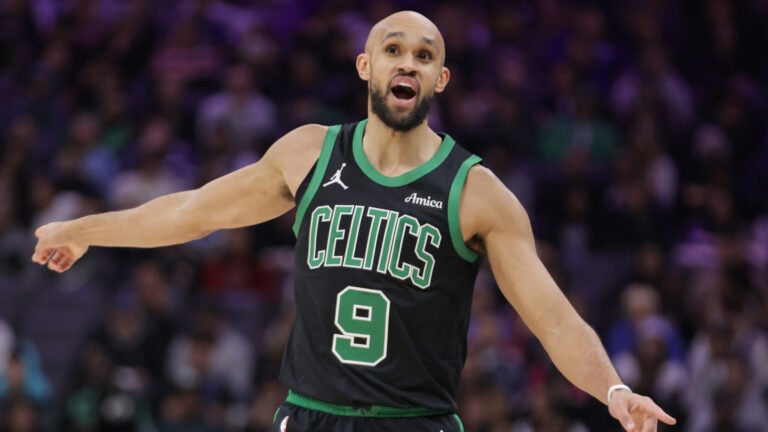 Boston Celtics guard Derrick White reacts after not getting a foul call against the Sacramento Kings during the first half of an NBA basketball game Thursday, Jan. 1, 2026, in Sacramento, Calif.