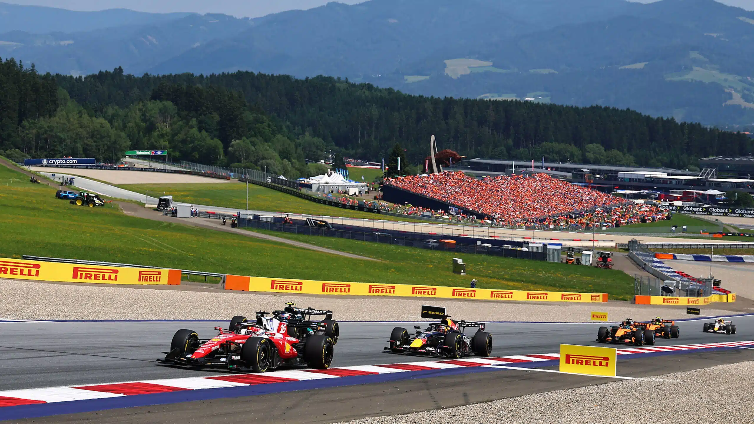 Charles Leclerc ahead of Kimi Antonelli at start of 2026 F1 Austrian GP