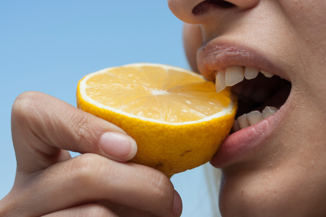 Eating an orange