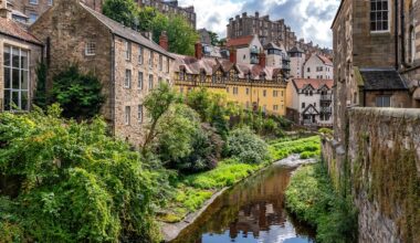 A creek in Edinburgh city centre, Scotland.