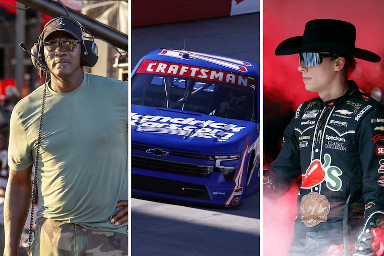 Michael Jordan (left), Rajah Caruth (center), and Carson Hocevar (right) are three names bringing new fans to NASCAR.