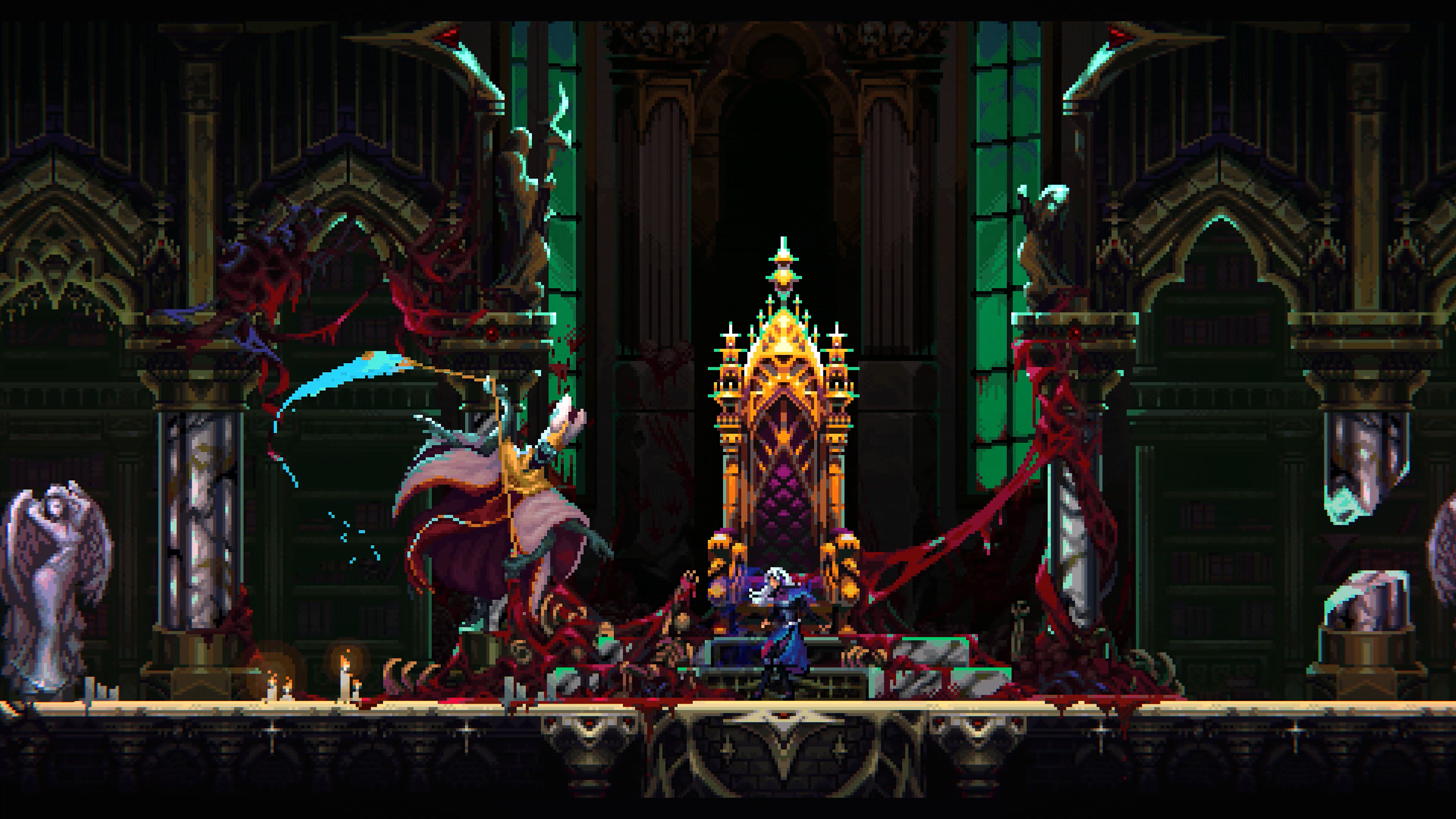 Screens and art from a retro game
