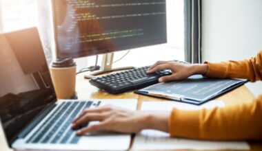 Software engineers programmer development coding a solution data.