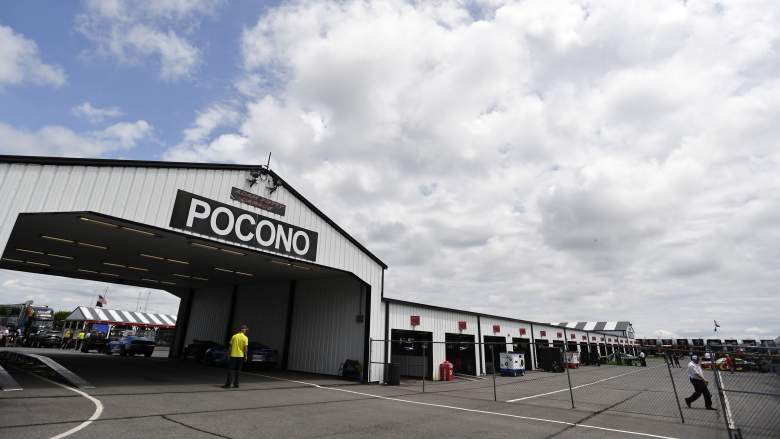 A general view of the garage area at Pocono Raceway in Long Pond, Pennsylvania.