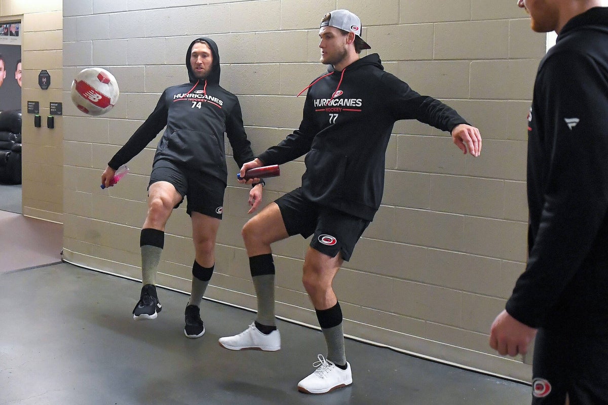 Why do NHL players warm up by kicking soccer balls? A unique pregame ritual — with injury risk