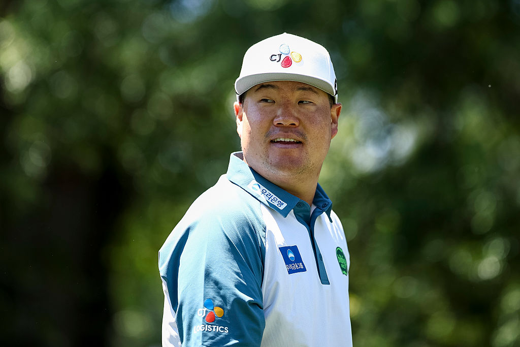 CHARLOTTE, NORTH CAROLINA - MAY 08: Sungjae Im of South Korea looks on while playing the third hole during the second round of the Truist Championship 2026 at Quail Hollow Country Club on May 08, 2026 in Charlotte, North Carolina. (Photo by Jared C. Tilton/Getty Images)