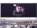 Signage is seen honouring the late Kyle Busch ahead of practice for the NASCAR Craftsman Truck Series North Carolina Education Lottery 200 at Charlotte Motor Speedway on May 22, 2026 in Concord, North Carolina.