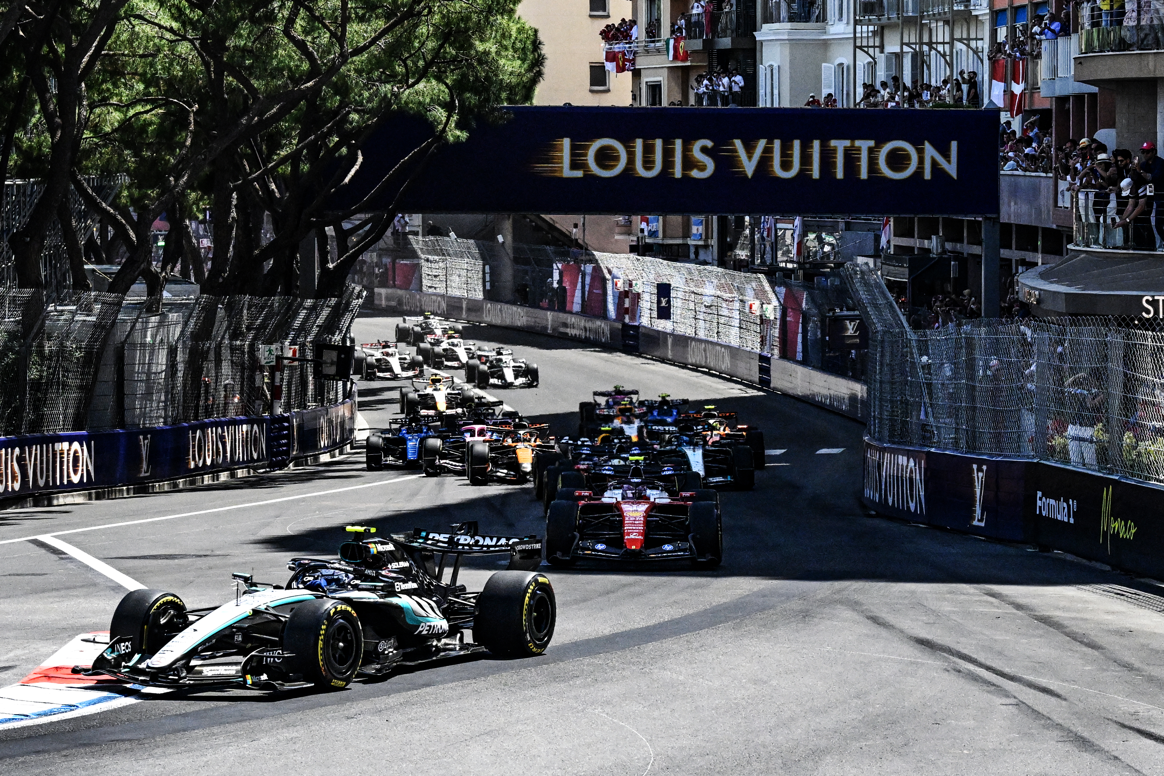 The start of the race during the FIA Formula One World Championship F1 Monaco Grand Prix 2026 in Monte Carlo, Monaco, on June 7, 2026. (Photo by Luca Barsali/NurPhoto via Getty Images)