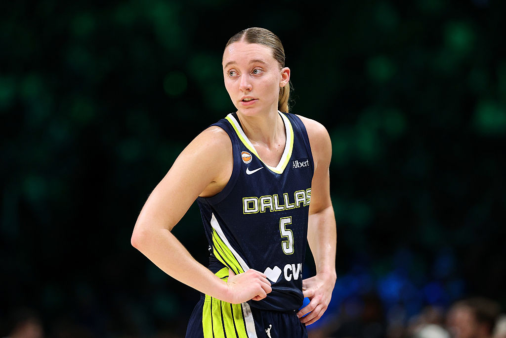 MINNEAPOLIS, MINNESOTA - JUNE 09: Paige Bueckers #5 of the Dallas Wings looks on against the Minnesota Lynx in the third quarter at Target Center on June 09, 2026 in Minneapolis, Minnesota. The Lynx defeated the Wings 100-76. NOTE TO USER: User expressly acknowledges and agrees that, by downloading and or using this photograph, User is consenting to the terms and conditions of the Getty Images License Agreement. (Photo by David Berding/Getty Images)