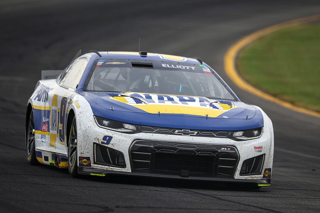 LONG POND, PENNSYLVANIA - JUNE 14: Chase Elliott, driver of the #9 NAPA Auto Parts Chevrolet, drives during the NASCAR Cup Series Great American Getaway 400 presented by VISITPA at Pocono Raceway on June 14, 2026 in Long Pond, Pennsylvania. (Photo by James Gilbert/Getty Images)