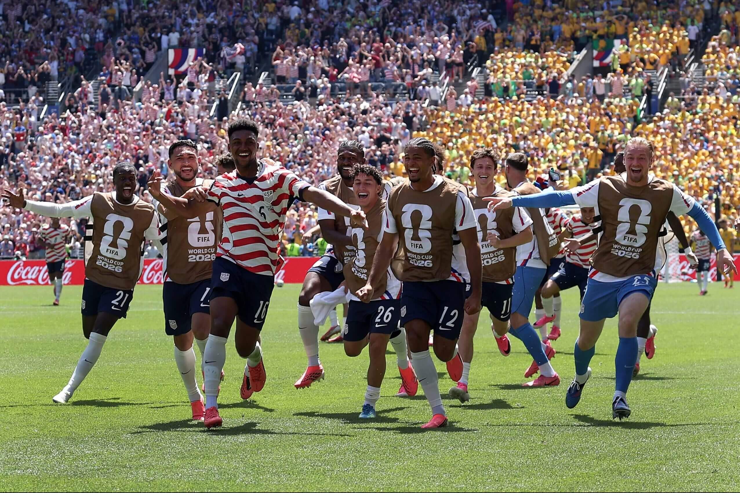 United States players celebrate a goal