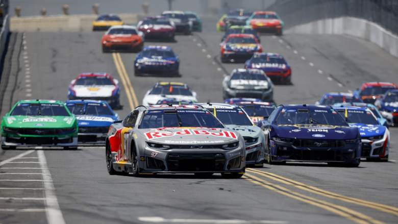 Shane van Gisbergen leads the field during the NASCAR Cup Series race at Naval Base Coronado in San Diego.