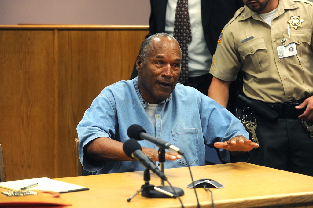 O.J. Simpson attends a parole hearing at Lovelock Correctional Center July 20, 2017 in Lovelock, Nevada. 