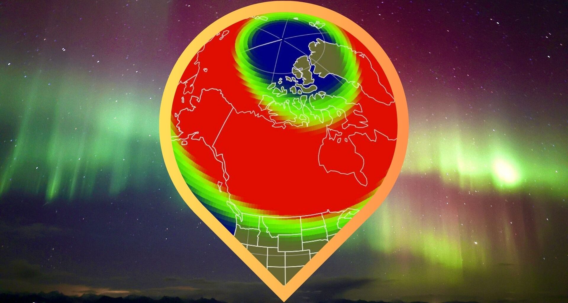 Map showing the possible aurora viewline across the US overnight tonight during the strongest period of geomagnetic activity which could see auroras spread deep into mid-latitudes.