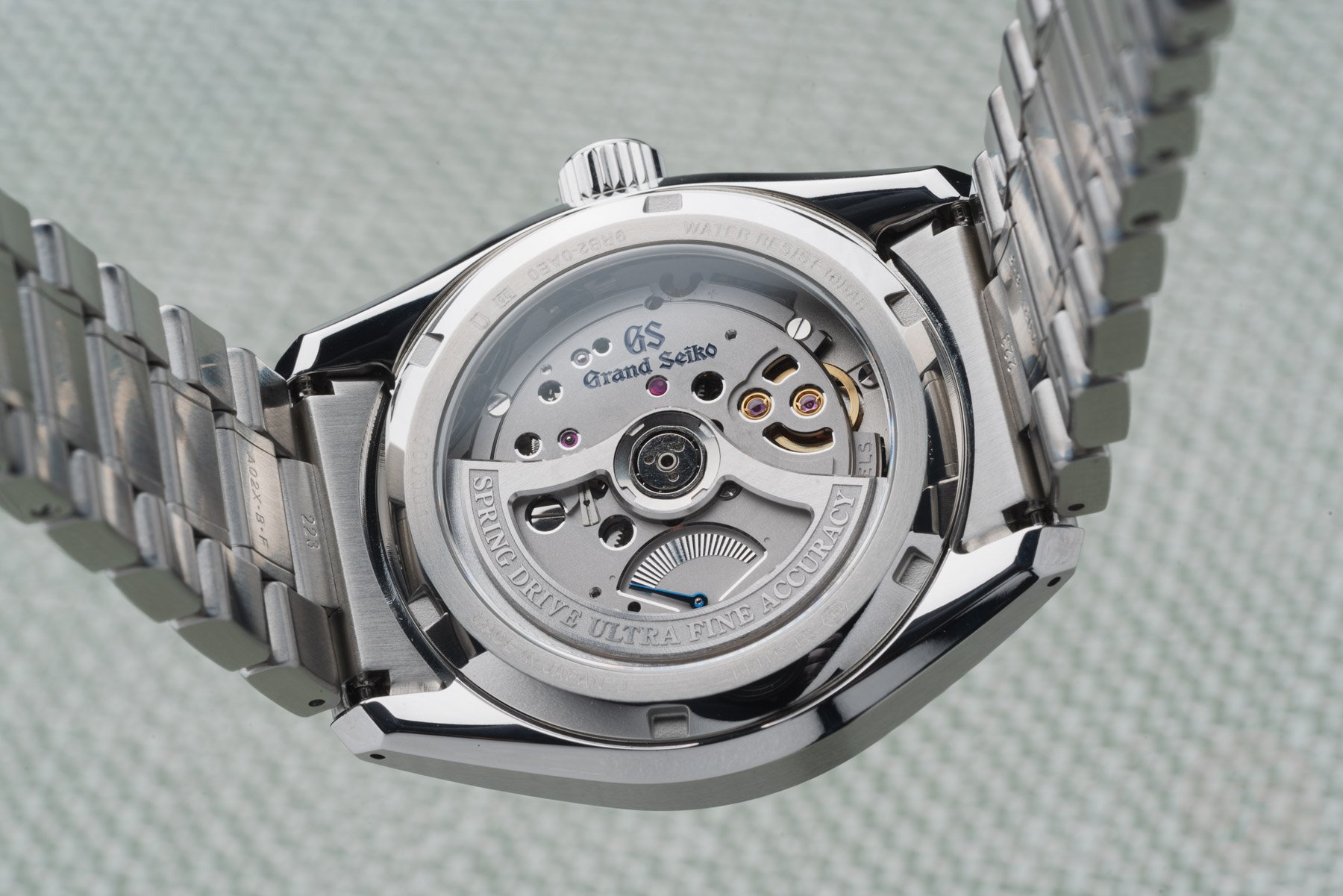 Grand Seiko Evolution 9 Spring Drive U.F.A. SLGB007 case back and movement