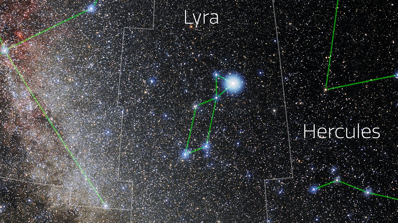 night sky graphic showing the constellation Lyra