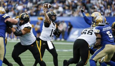 Mitchell tosses three TDs in Ticats' 37-27 win over Blue Bombers