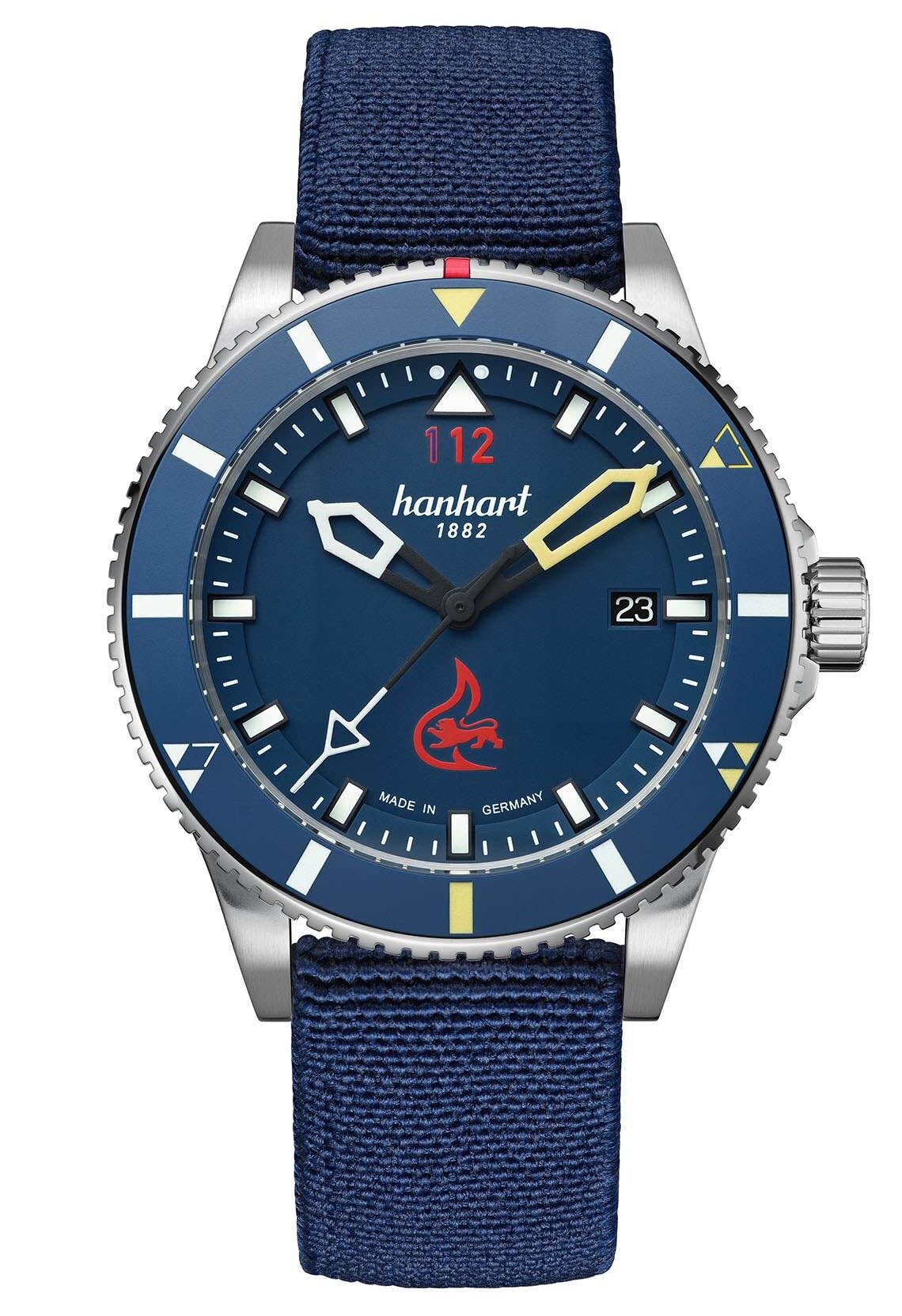 Hanhart Thermosphere on a blue strap, soldier image
