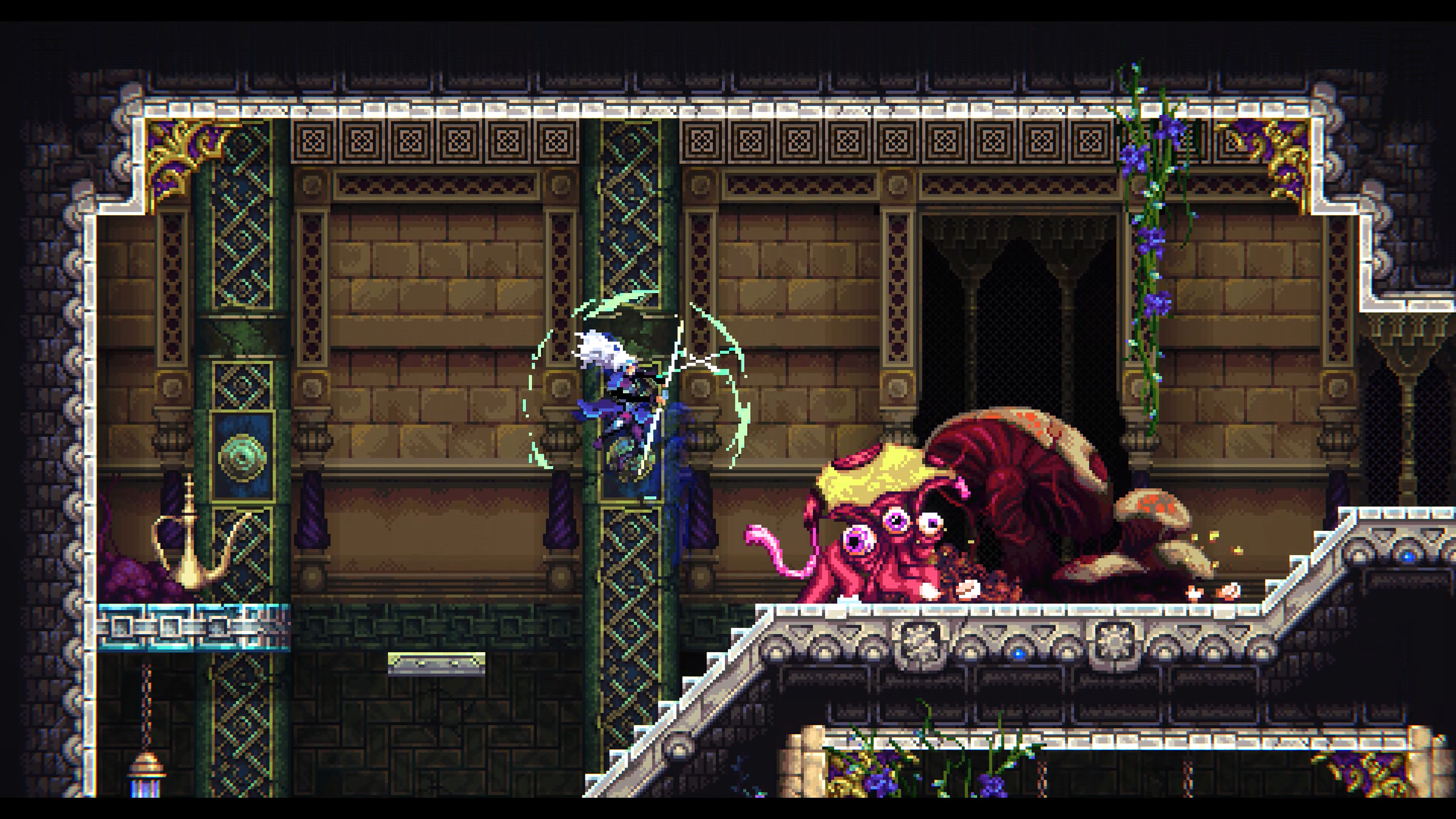 Screens and art from a retro game