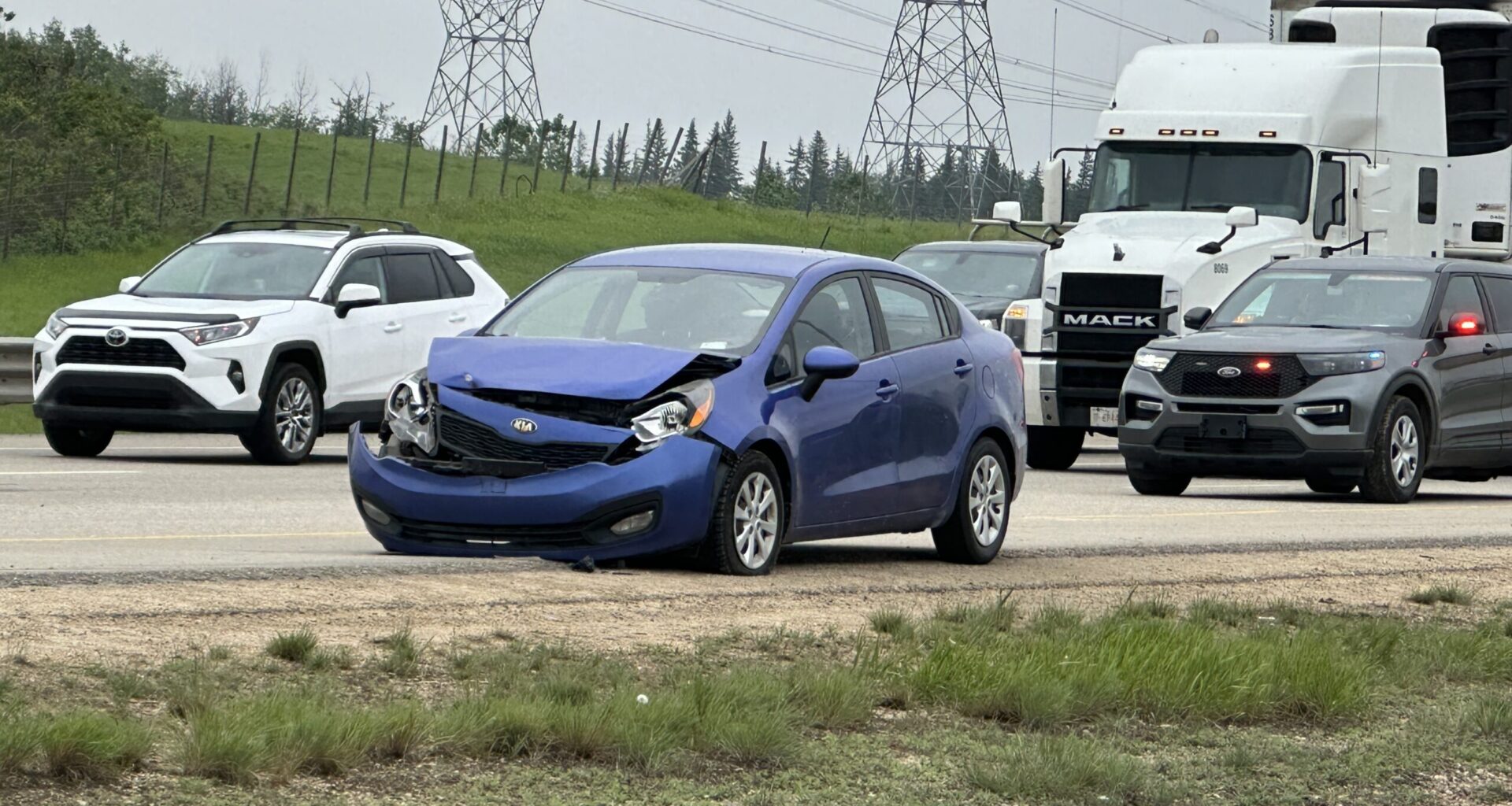 Collision closes 2 lanes on Anthony Henday Drive near Rabbit Hill Road