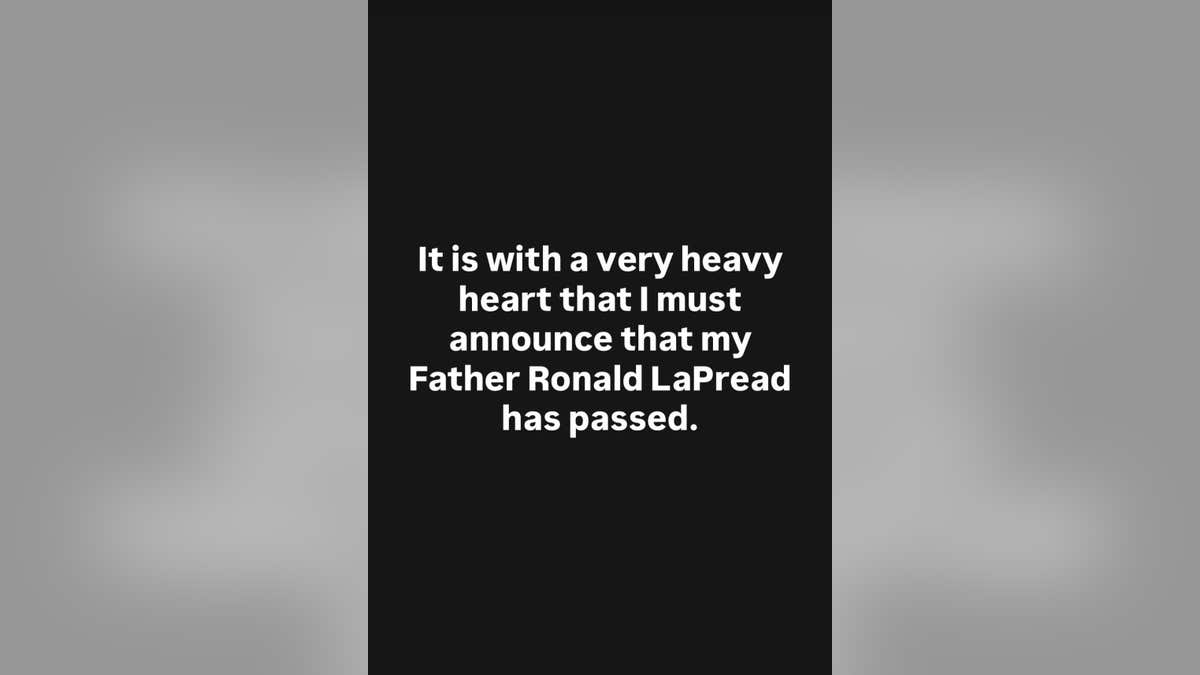 Soraya LaPread's announcement on Instagram