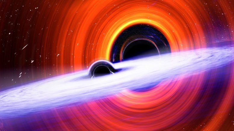 Illustration of Black Holes Orbiting Around One Another