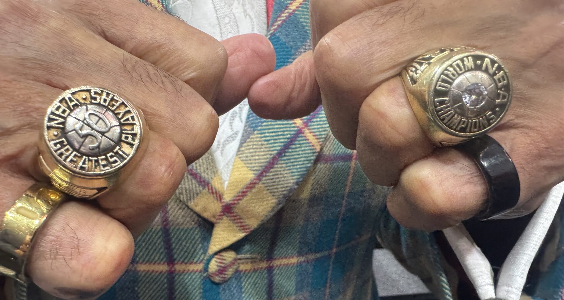 A close-up of Walt Frazier's rings.