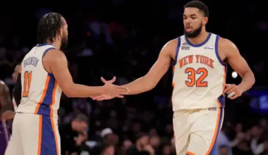 Jalen Brunson fact-checks fellow Knicks' Karl-Anthony Towns in NBA Finals presser image