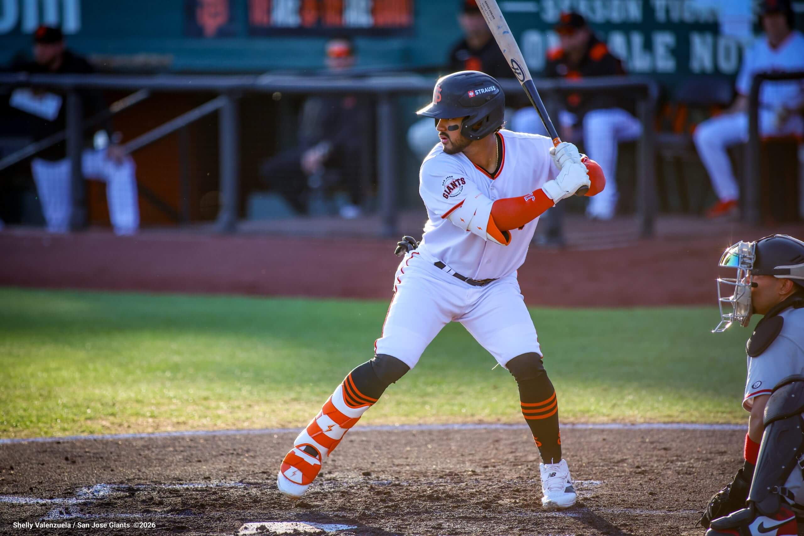Jhonny Level bats left-handed for the San Jose Giants.